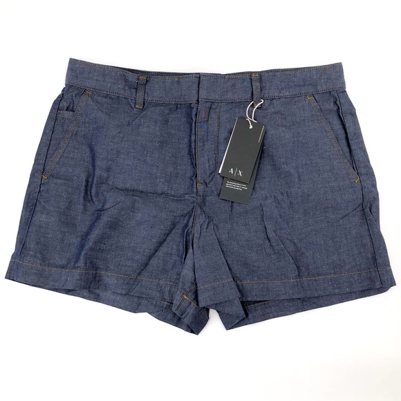 Armani Exchange Pants - AX Armani Exchange Shorts Woven Blue Chambray Sz 8 NWT